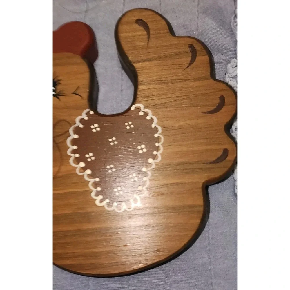 Vtg Country Primitive Handmade Wood Hen Chicken Wall Plaque Pair Of Cottagecore